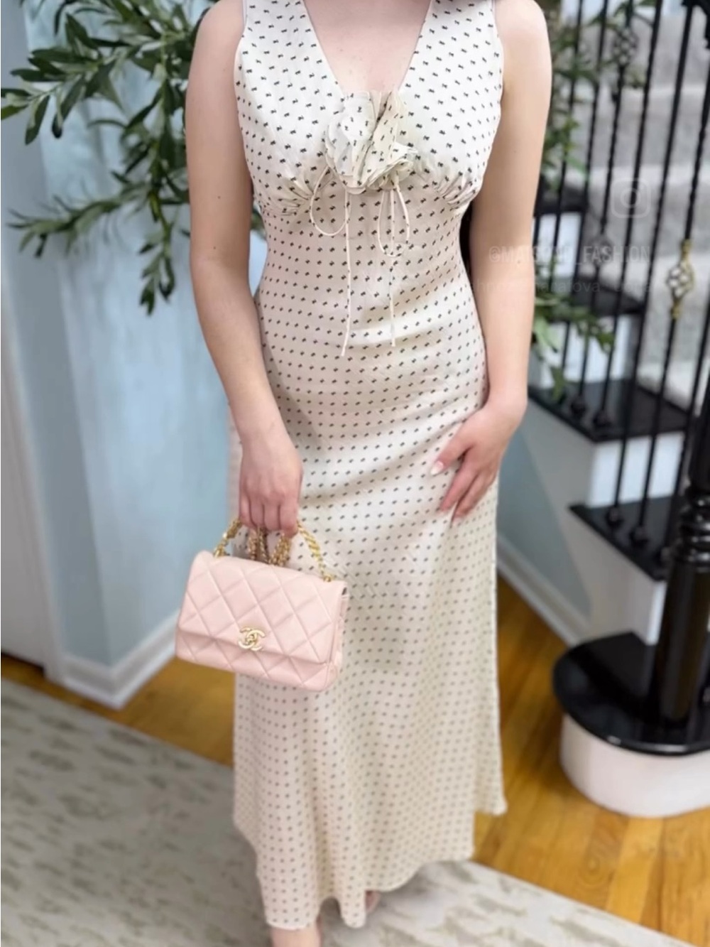 Saint Laurent Ivory Polka-Dot Maxi Dress